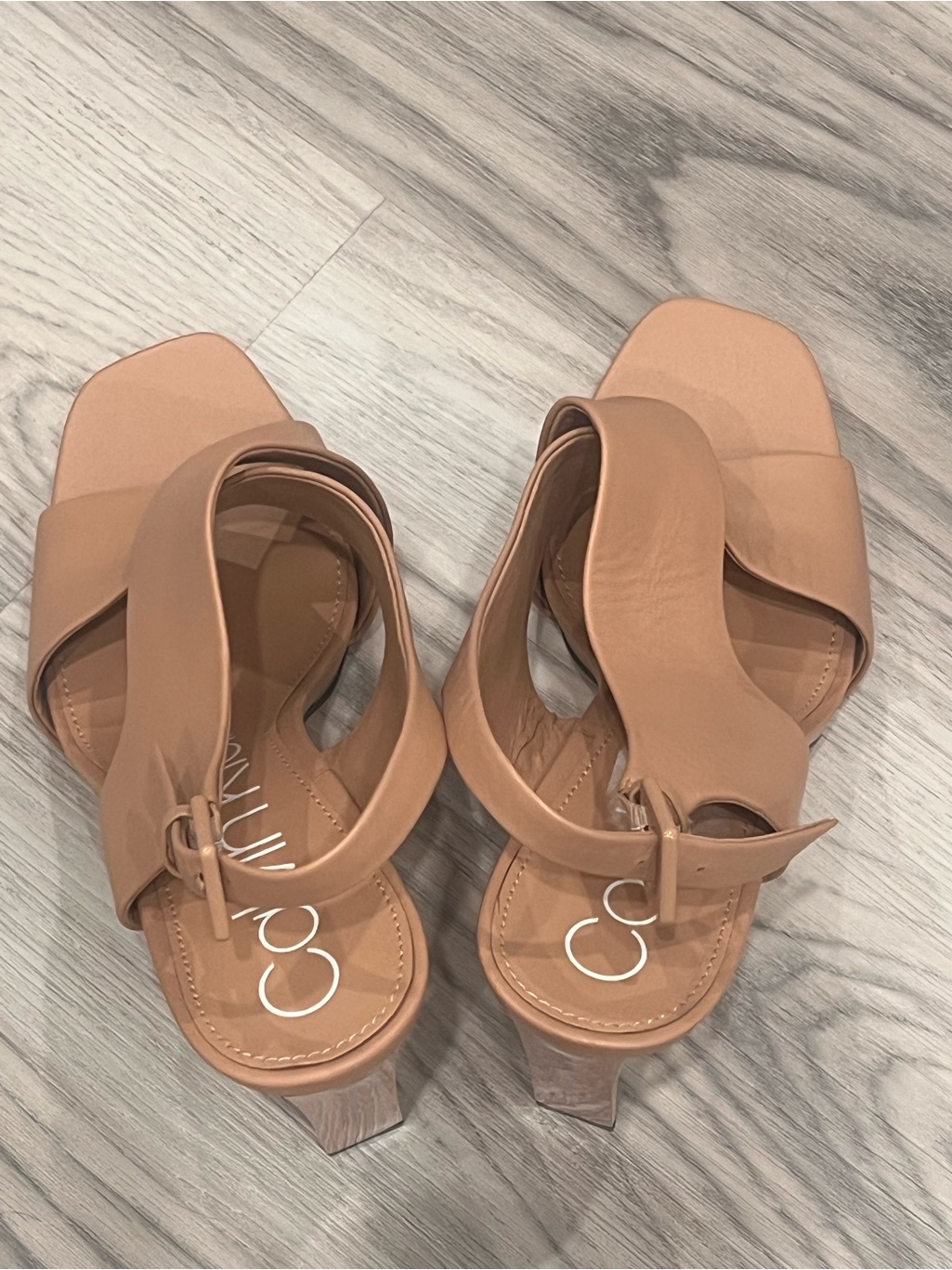 Calvin Klein Tan Block Heel Sandals